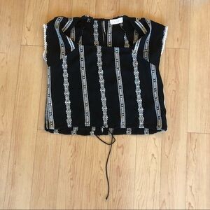 Altard state Black sheer embroidered short sleeve